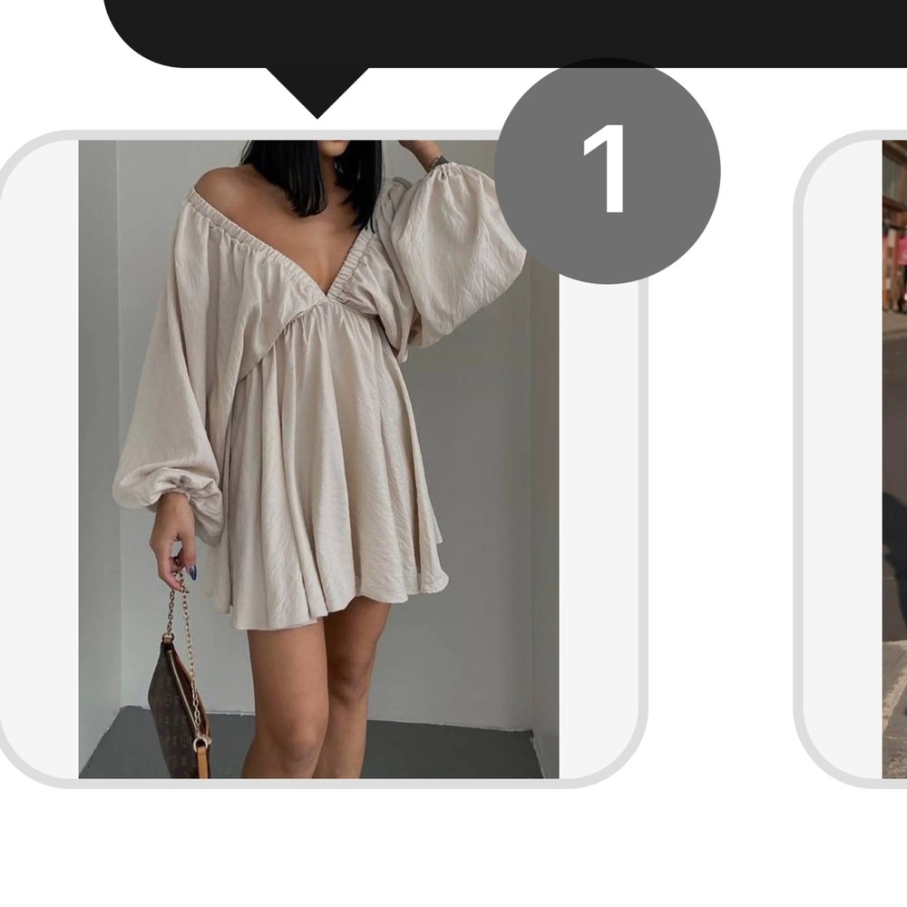 Commense Cream Off-Shoulder Bishop Sleeve Dress